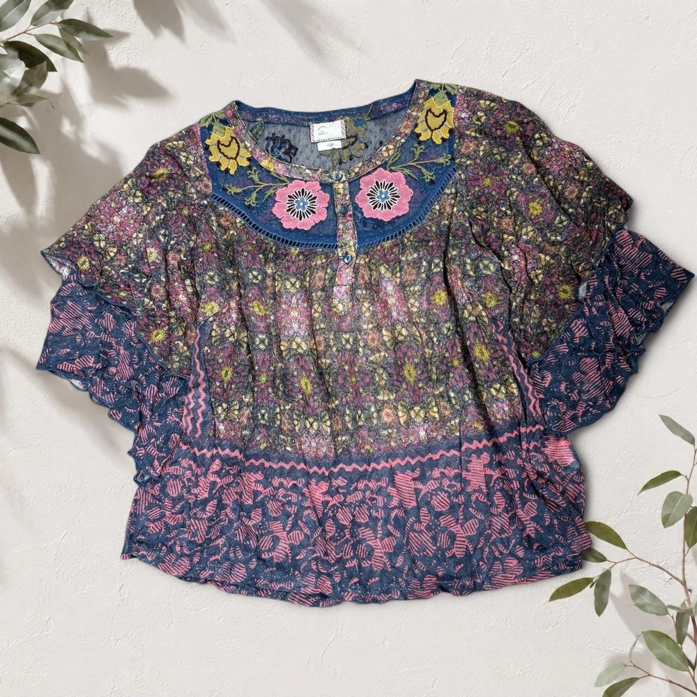 Anthropologie Floral Boho Blouse